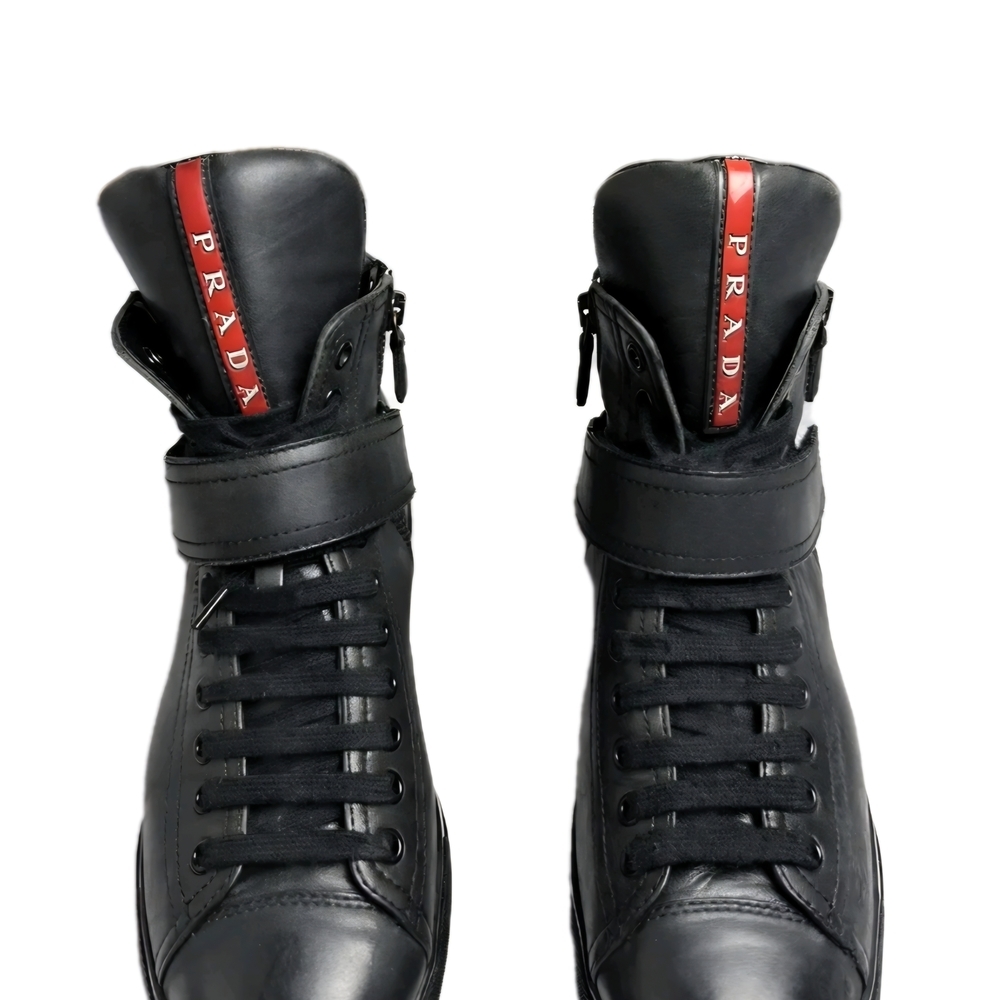 Prada Miu Miu 00s Womens Leather Y2K HiTop Boot Sneakers EU 39.5 US Sz 8.5 (EUC) - Picture 2 of 12